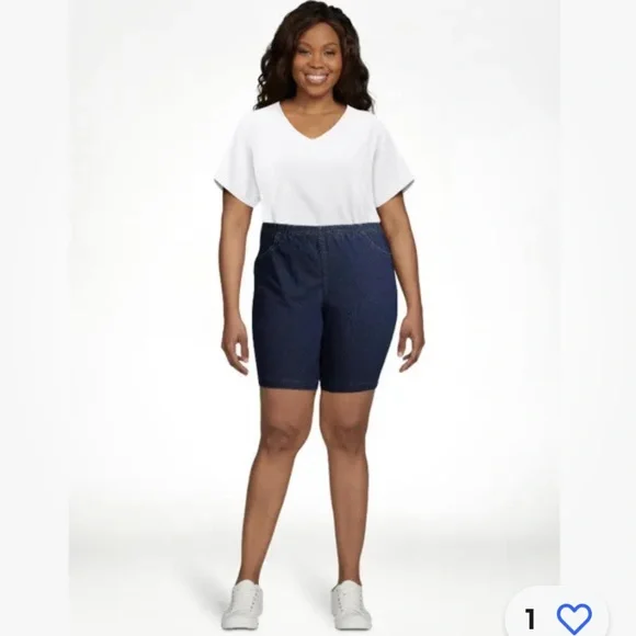 Just My Size Women’s Plus 4 Pocket Pull On Dark Indigo Shorts Size 3X NEW - Picture 6 of 9